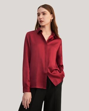 LILYSILK Basic Concealed Placket Silk Shirts - Red