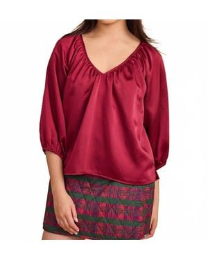 Double A Beatrice V-Neck Top - Red