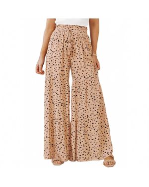 Umorger Ruffle Wide Leg Dalmatian Palazzo Pants - Brown