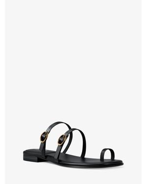 Michael Kors Kya Leather Flat Sandal - Black