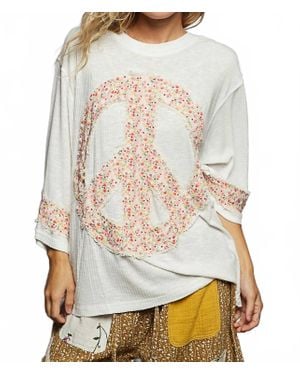 Pol Floral Peace Sign T-Shirt - Natural