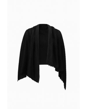 Joseph Ribkoff Woven Pleated Rectangular Scarf - Black