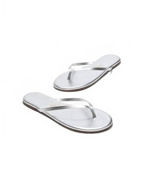 TKEES Lily Metallic Flip Flop - White