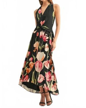 Adelyn Rae Aliyah Twister Halter High Low Maxi Dress - White