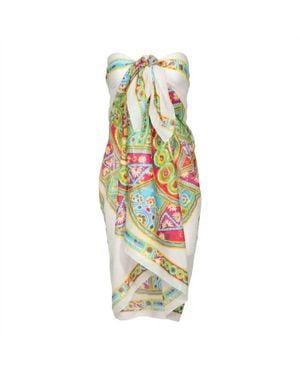 Delfiya Paisley Embroidered Pareo Cover Up - Metallic