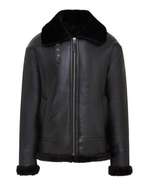 Infinity Leather Pilot B3 Flying Shearling Sheepskin Wwii Bomber Aviator Jacket - Black