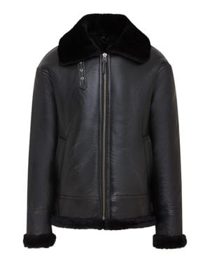 Infinity Leather Pilot B3 Flying Shearling Sheepskin Wwii Bomber Aviator Jacket - Black