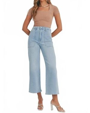 Just Black Denim Cargo Pocket Wide Leg High Rise Jeans - Blue