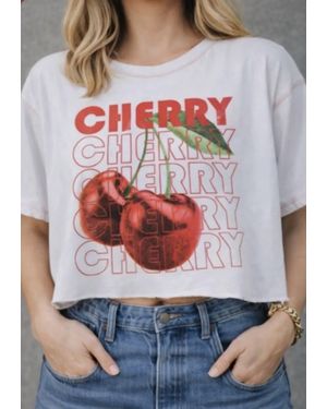 Prince Peter Cherries Repeat Crop Tee - Gray