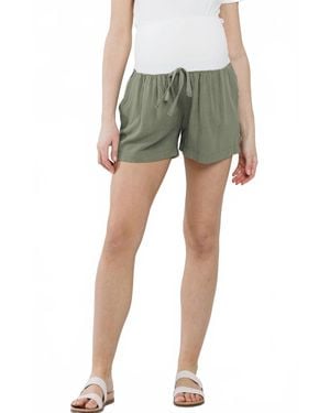 Hello Miss Linen Blend Maternity Shorts - Green