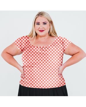 Calypsa Plus Cap Sleeve Zoey Crop Swim Top - Pink