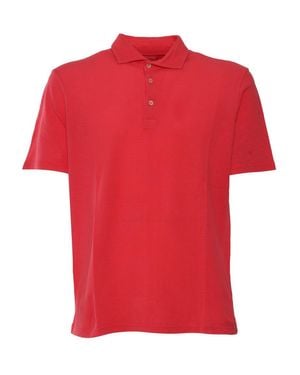 Fedeli Short-Sleeve Knitted Polo Shirt With Traditional Collar - Red