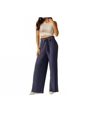 Love Poem Pleated Belted Palazzo Pants - Blue