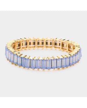 Fashnzfab Baguette Stone Stretch Evening Bracelet Light - Blue