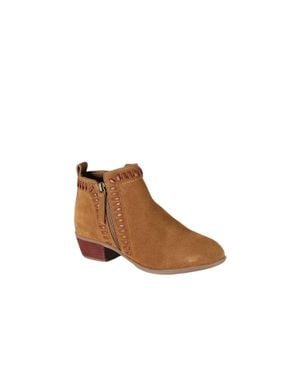 Diba True Later Gater Whipstitch Detail Suede Booties - Brown