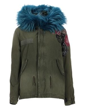 MR & MRS Cotton Parka With Faux Fur Trim - Green