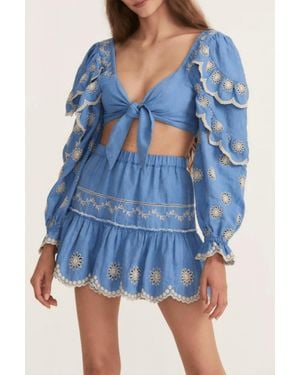 LoveShackFancy Cava Skirt - Blue