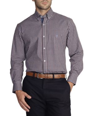 Tailorbyrd Check Cotton Stretch Button-Down Shirt - Blue