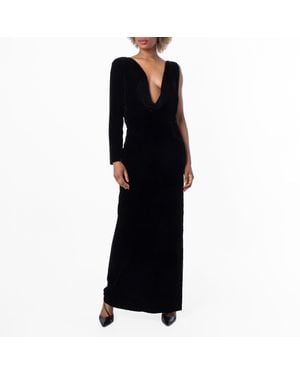 Bally Deep V-Neck Dress With Signature Strap Detail, Brand Size 36 Us - Black