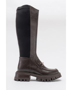Prologue Shoes Chapel Buckle Stretch Boot - Brown