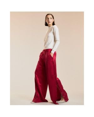 Cynthia Rowley Wide Leg Snap Pants - Red