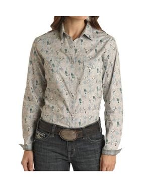 Panhandle Skull And Boot Snap Shirt - Gray