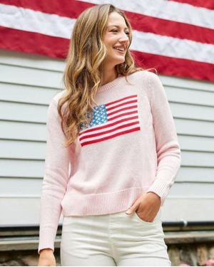 Sail To Sable Cropped Flag Sweater - Red