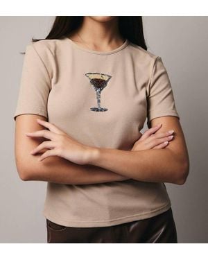Sunday Edition Espresso Beaded Top - Brown