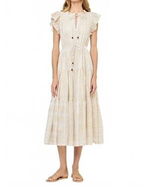 Oliphant Cinched Flirty Midi Dress - Natural