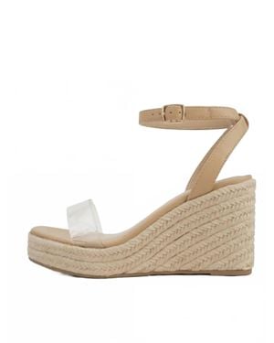 Let'S See Style Lucite Espadrille Wedge Sandals - Natural