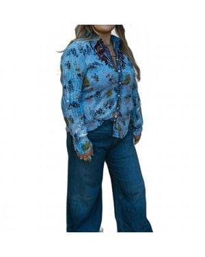 The Nu Vintage Stormy Kat Button Up Blouse - Blue
