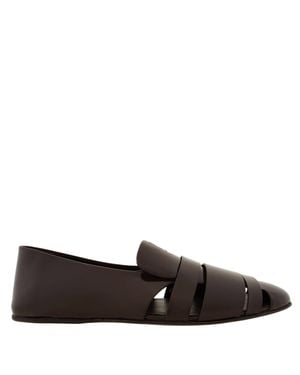 Ferragamo Ferragamo Dion Cutout Leather Loafers - Brown