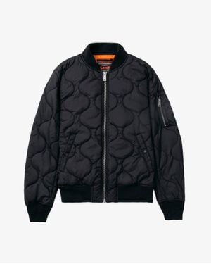 Schott Nyc Quilted Ripstop Nylon Ma-1 Jacket - Blue