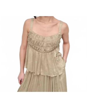 DKNY Crushed Crease Smocked Top - Natural