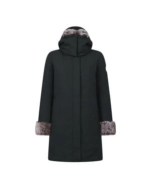 Save The Duck Smeg Hooded Parka With Faux Fur Coat - Black