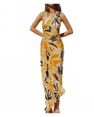 Dress Forum Malibu Asymmetrical Pleated Maxi Dress - Metallic