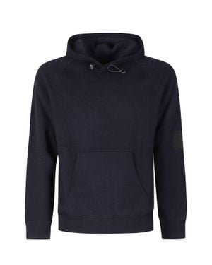 OUTHERE Oak Brushed Wool Drawstring Kangaroo Pocket Hoodie - Blue