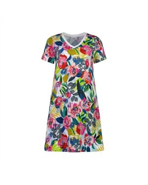 Foil Knowing V And Knowing U Cotton Dress - Blue