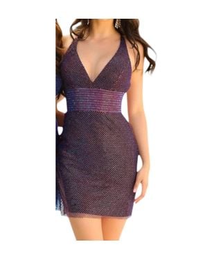 Vienna Prom Flattering V-Neck Cocktail Dress - Purple