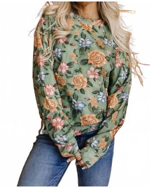 Ampersand Ave Enchanted Cottage College Pullover Sweatshirt - Green