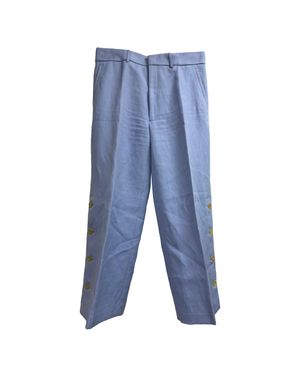 JOSEPH Side Button Detailed Straight-Leg Pants - Blue