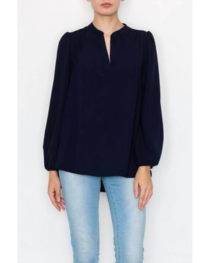 Stylive Everyday Long Sleeve Blouse - Blue