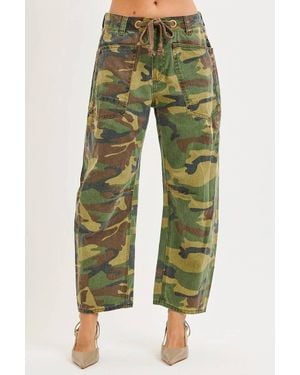 Risen Slouchy Crop Barrel Pants - Green