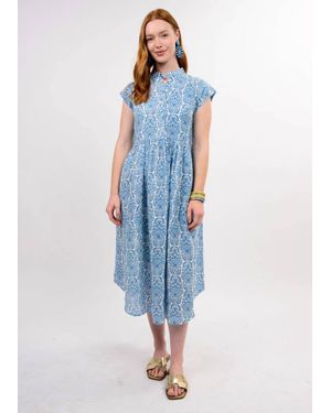 Uncle Frank Linen Midi Dress - Blue