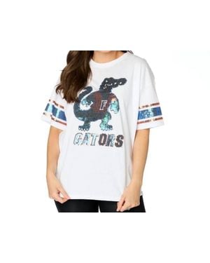 Stewart Simmons The Gators Sequin Crop Top - White