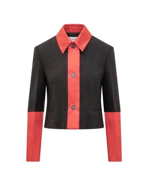 Ferragamo Ferragamo Colorblock Cropped Jacket - Black
