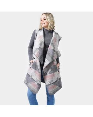 TRUEDAMES Western Print Vest - Gray