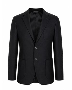 Giorgio Armani Single-Breasted Cashmere Blend Blazer With Notch Lapels - Black
