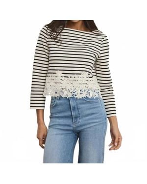 Veronica Beard Hovey Striped Lace Shirt - Black
