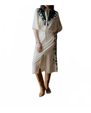 Never A Wallflower August Embroidery Button Down Shirt - Metallic